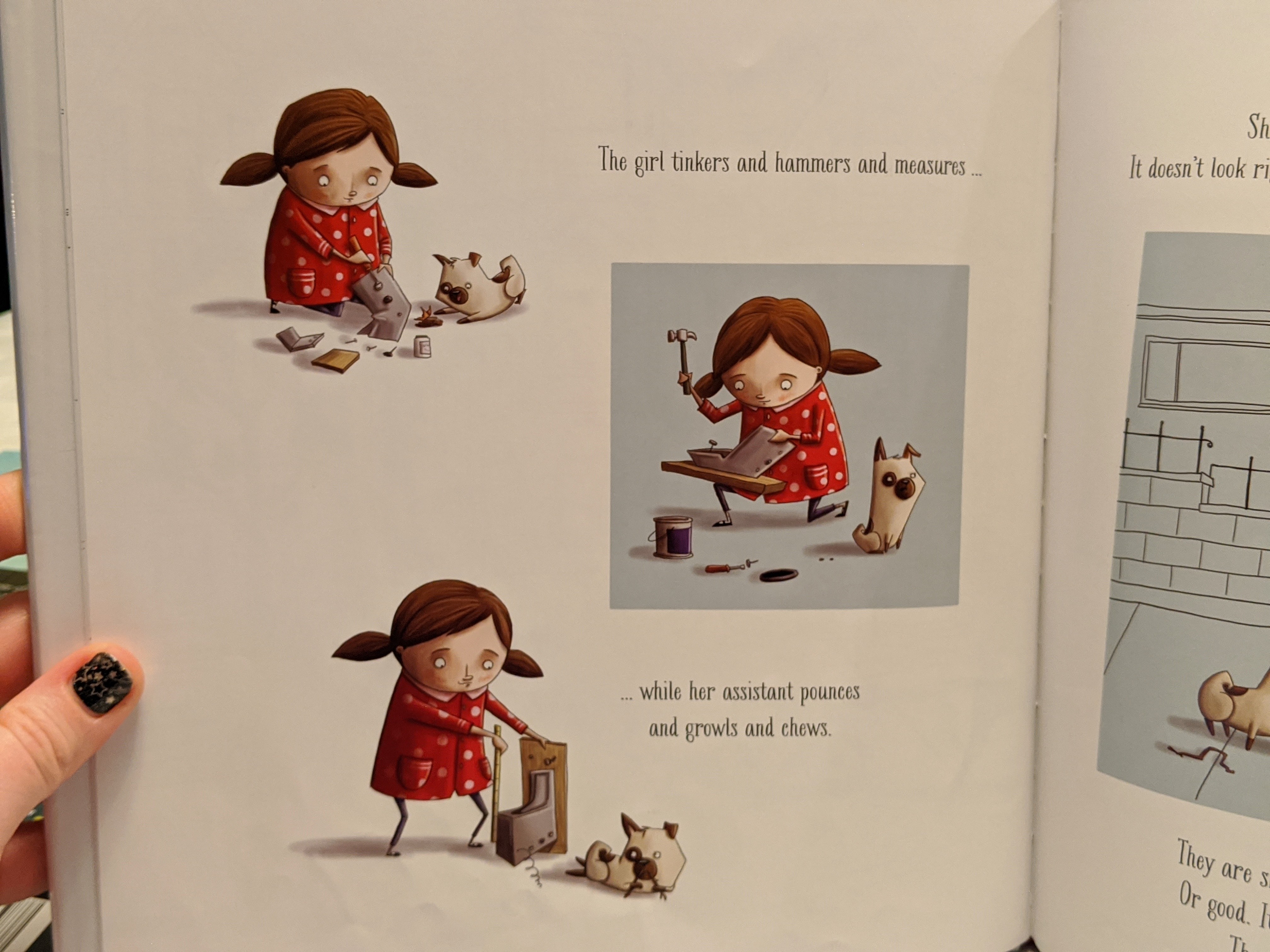 Young girl jamming parts together in the The Most Magnificent Thing.