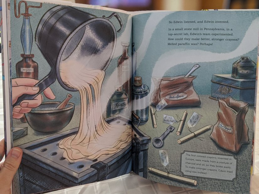 The detailed illustrations in The Crayon Man book.