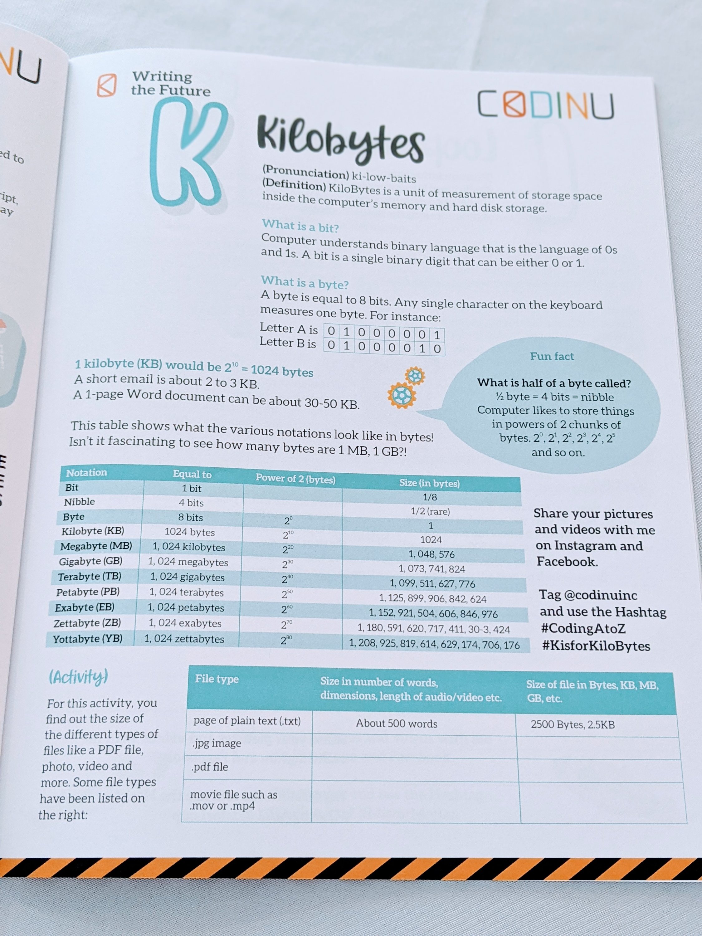 K for Kilobytes in Coding Book for Kids