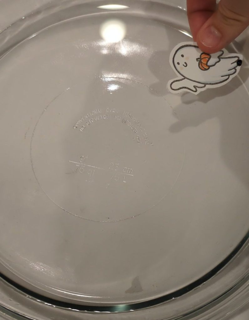 Halloween Marangoni Effect Fun Experiment place image in water.